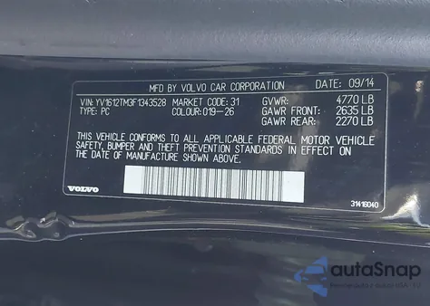 2015 Volvo S60 T5 Platinum from USA, damaged, VIN YV1612TM3F1343528